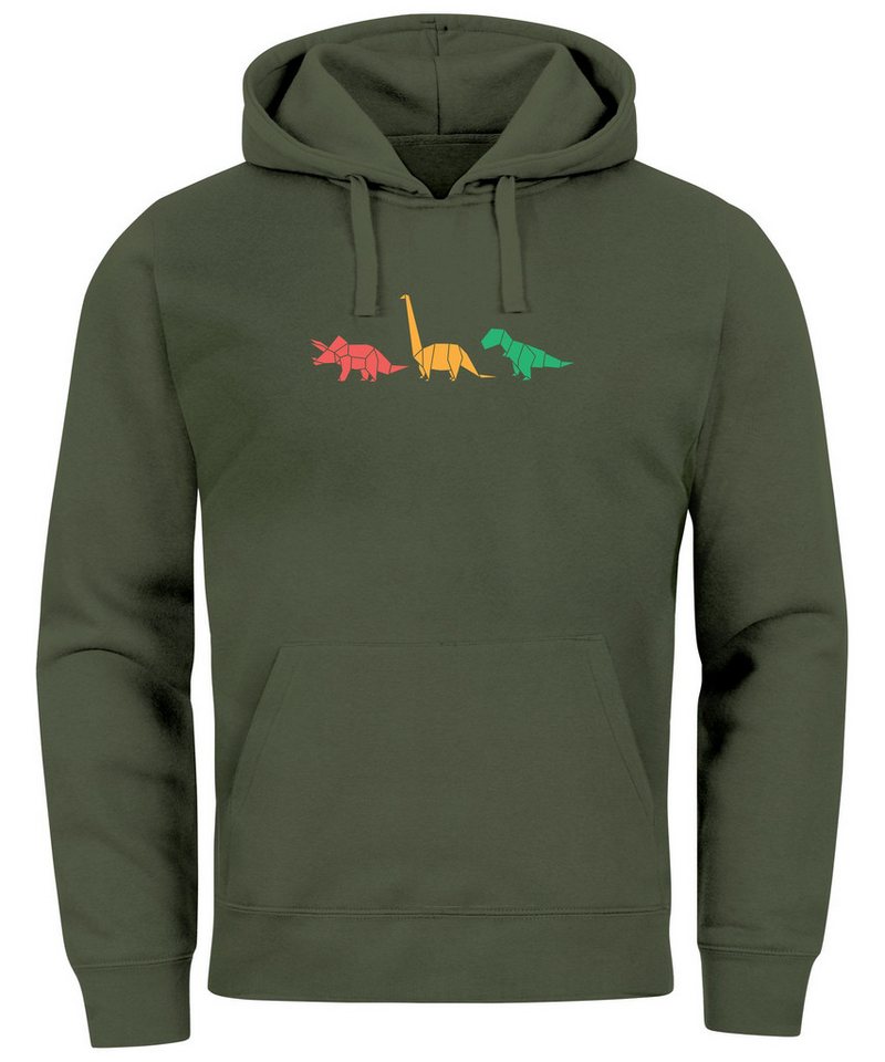 Neverless Hoodie Hoodie Herren Dinosaurier Aufdruck Polygon Tiere Geometric Print von Neverless