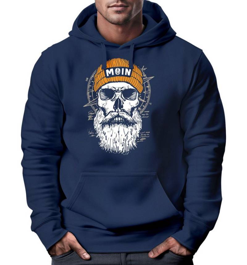 Neverless Hoodie Hoodie Herren Moin Skull Windrose Kompass Totenkopf Frontprint Männer von Neverless