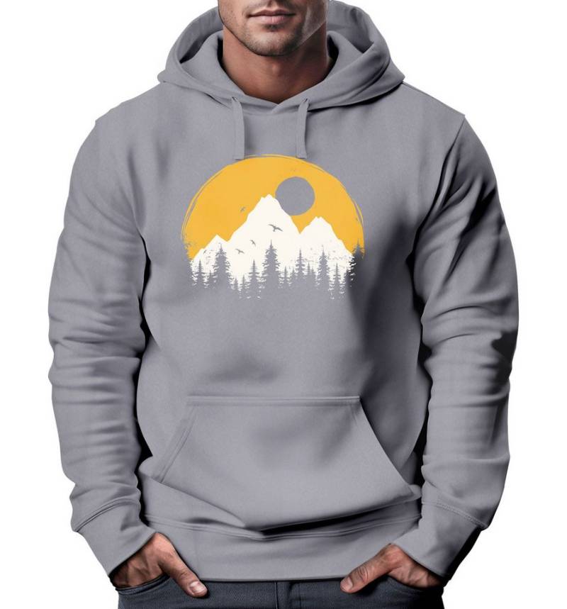 Neverless Hoodie Hoodie Herren Outdoor Print Natural Badge Logo Wandern Kapuzenpulli von Neverless