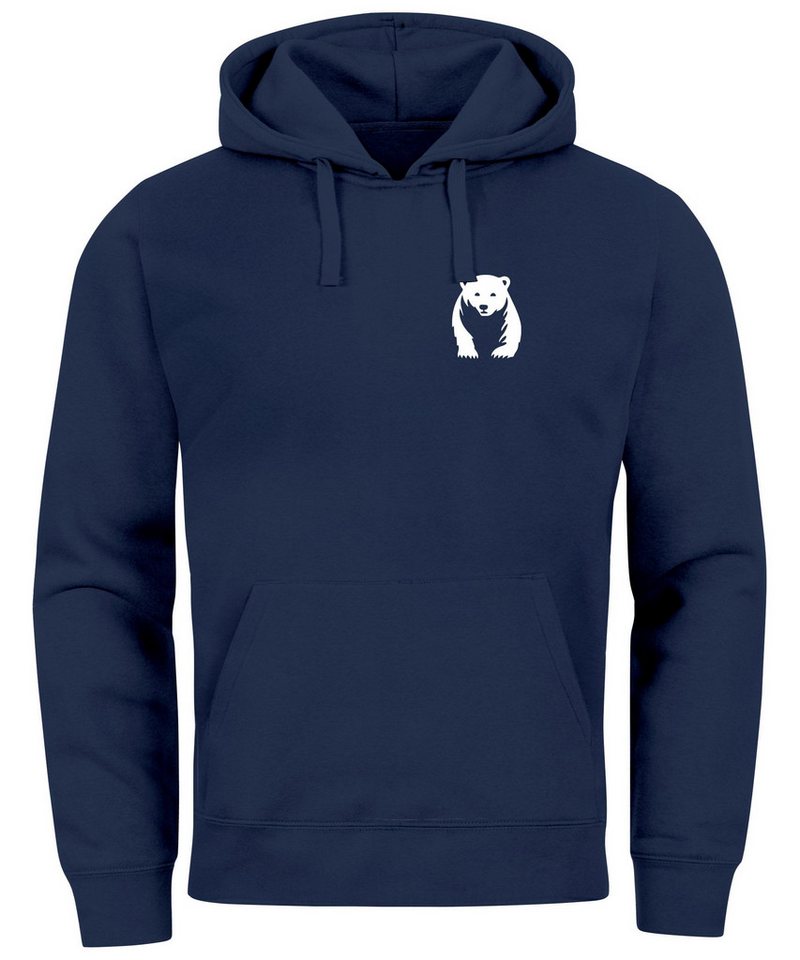 Neverless Hoodie Hoodie Herren Print Aufdruck Motiv Brustprint Logo Bär Natur Outdoor von Neverless