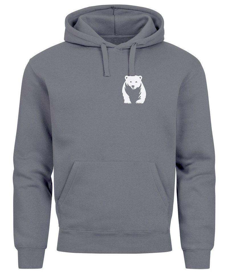 Neverless Hoodie Hoodie Herren Print Aufdruck Motiv Brustprint Logo Bär Natur Outdoor von Neverless