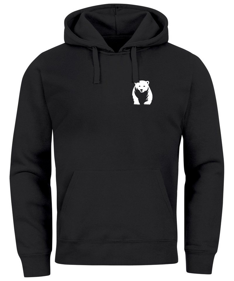 Neverless Hoodie Hoodie Herren Print Aufdruck Motiv Brustprint Logo Bär Natur Outdoor von Neverless