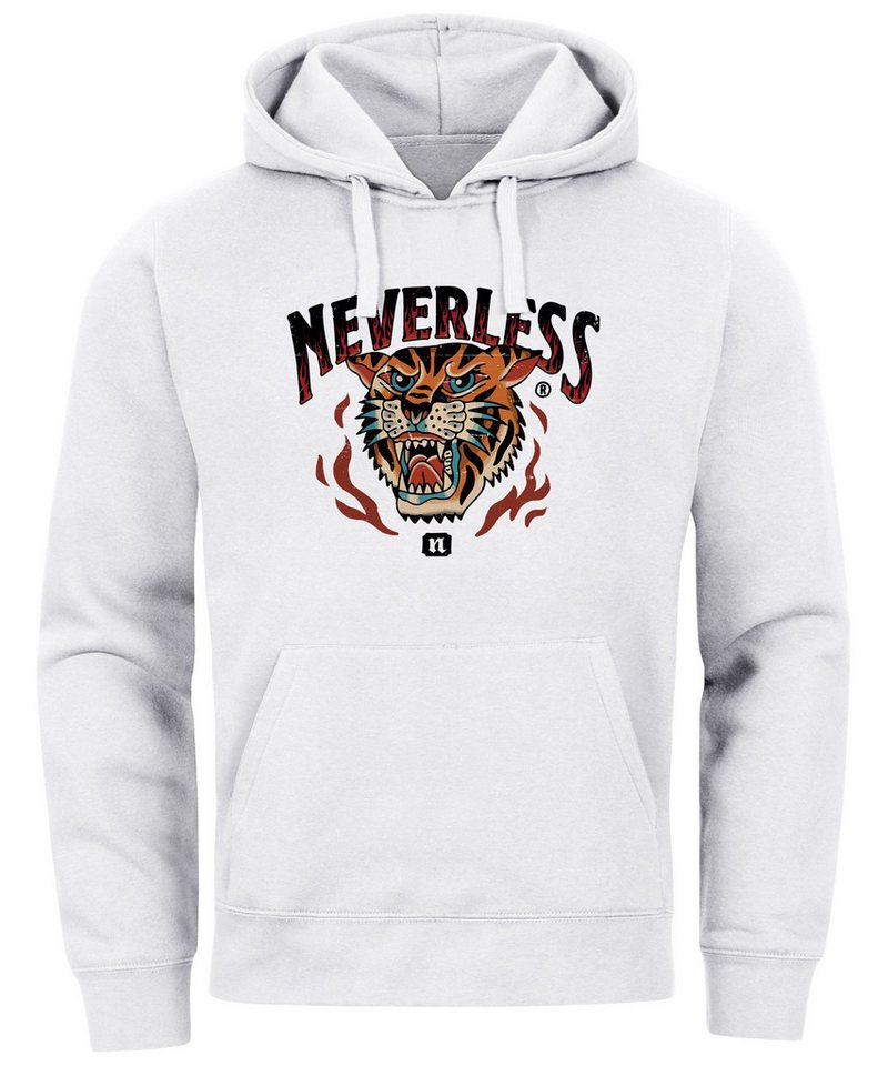 Neverless Hoodie Hoodie Herren Print Tiger Aufdruck Schrift Motiv Kapuzen-Pullover von Neverless