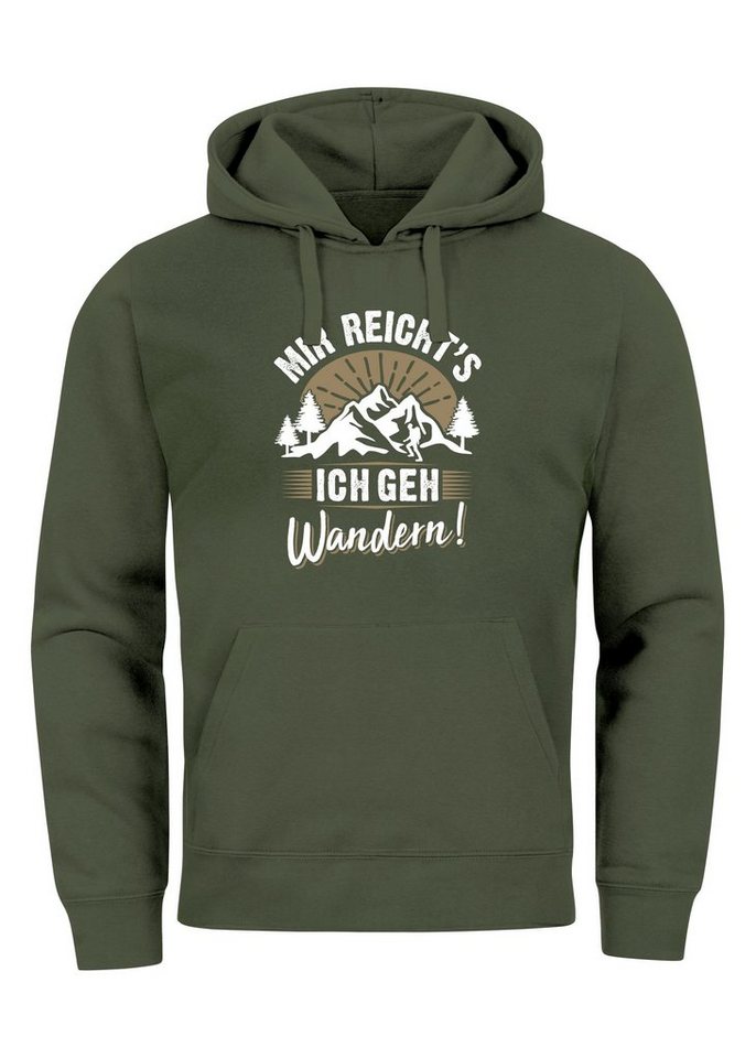 Neverless Hoodie Hoodie Herren Spruch mir reichts ich geh Wandern Outdoor Motiv Kapuzen von Neverless