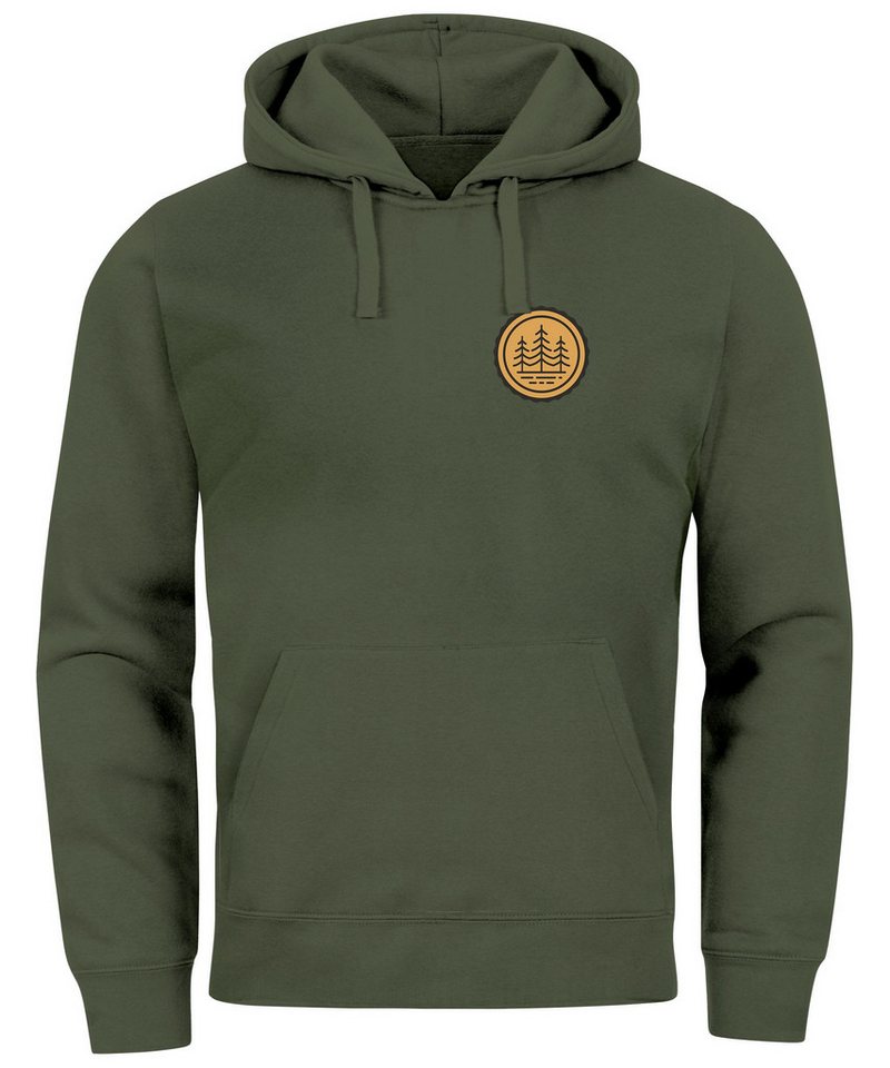 Neverless Hoodie Hoodie Herren Wald Bäume Logo Badge Naturliebhaber Outdoor Fashion Str von Neverless