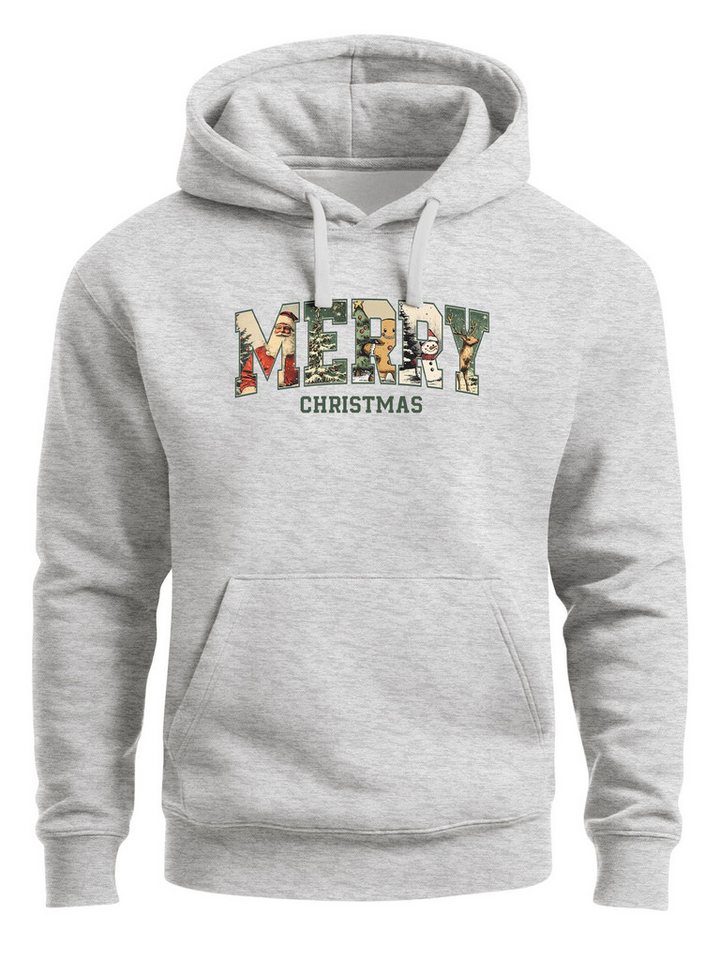 Neverless Hoodie Hoodie Herren Weihnachtspulli Aufdruck Merry Christmas XMAS von Neverless