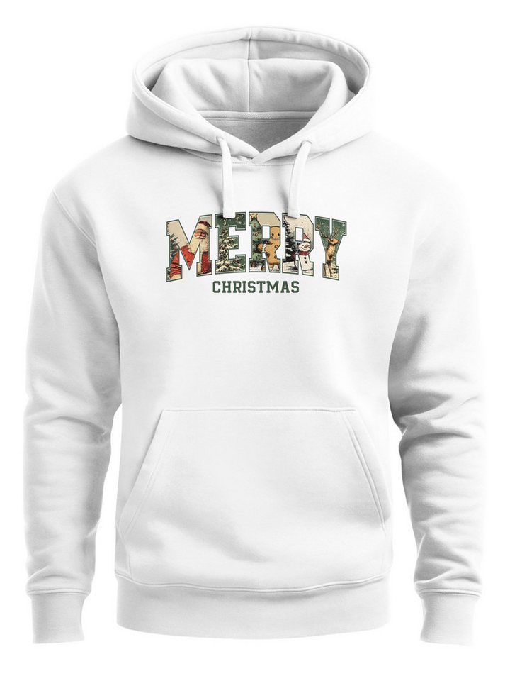 Neverless Hoodie Hoodie Herren Weihnachtspulli Aufdruck Merry Christmas XMAS von Neverless