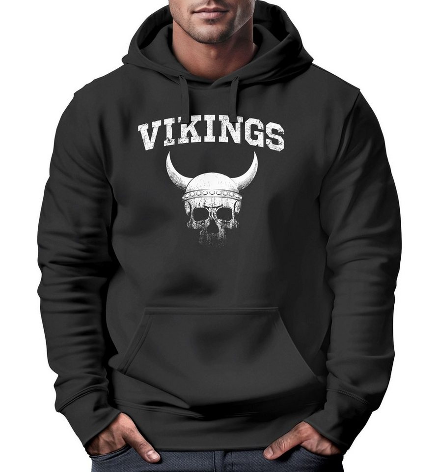 Neverless Hoodie Hoodie Herren Wikinger-Helm Skull Totenkopf Print Aufdruck Kapuzen-Pullover Männer Fashion Streetstyle Neverless® von Neverless