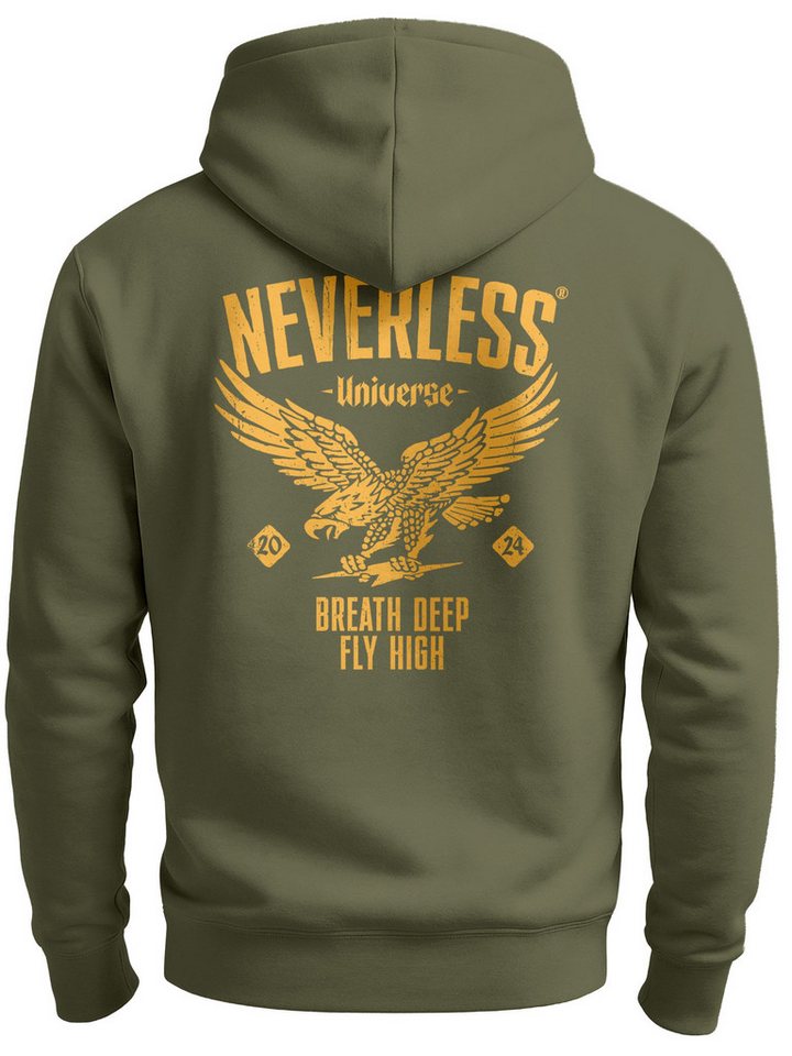 Neverless Hoodie Neverless® Hoodie Backprint Herren Adler Eagle Print Retro Design von Neverless
