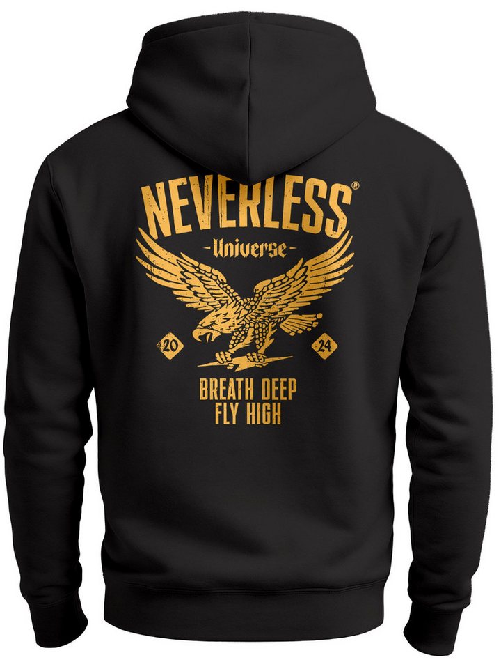 Neverless Hoodie Neverless® Hoodie Backprint Herren Adler Eagle Print Retro Design von Neverless