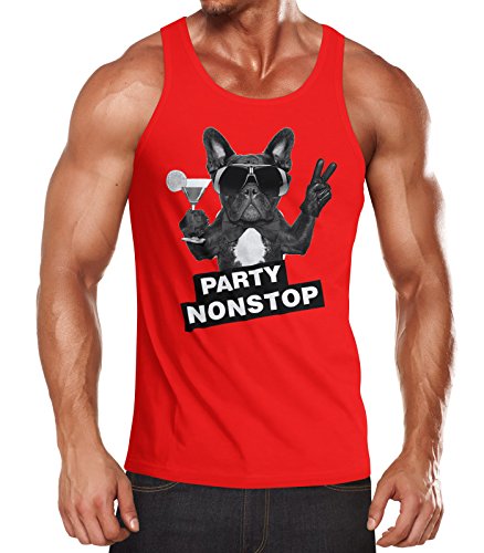 Neverless Party Herren Tank-Top Nonstop Mops French Bulldog Muskelshirt Muscle Shirt rot M von Neverless