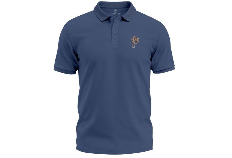 Neverless Poloshirt Poloshirt Herren mit Grafik Print Palme – Kurzarm Polohemd Sommer mit Print von Neverless