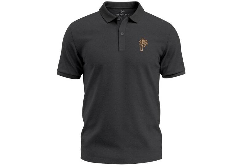 Neverless Poloshirt Poloshirt Herren mit Grafik Print Palme – Kurzarm Polohemd Sommer mit Print von Neverless