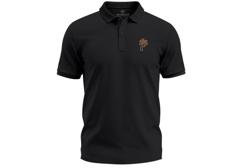 Neverless Poloshirt Poloshirt Herren mit Grafik Print Palme – Kurzarm Polohemd Sommer mit Print von Neverless