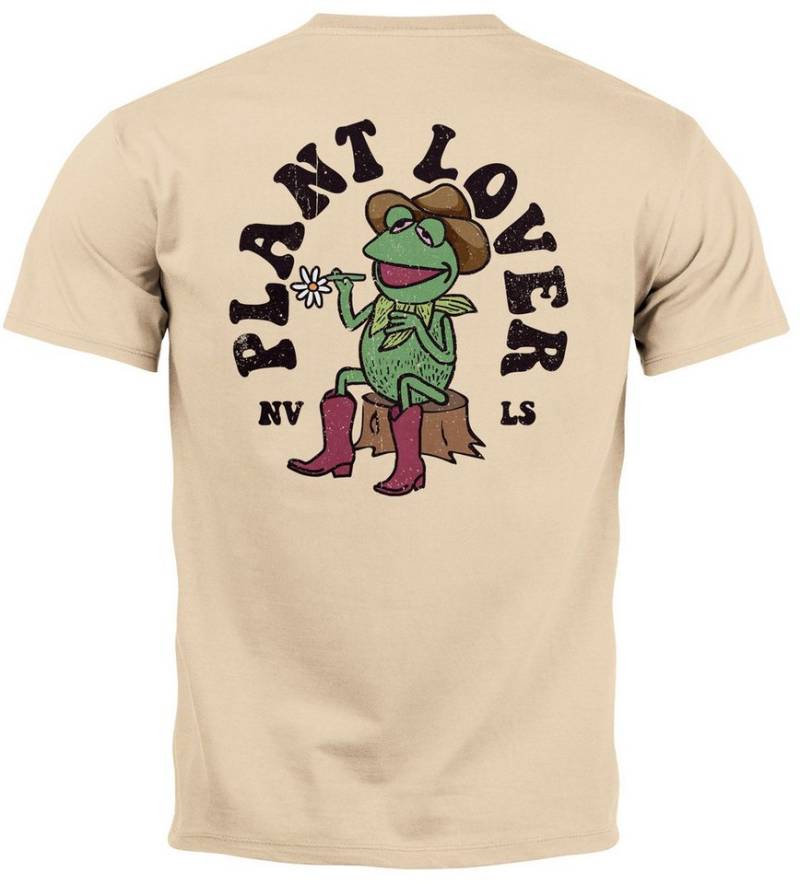 Neverless Print-Shirt Backprint T-Shirt Herren Rückendruck und Brustlogo Frosch Plant Lover mit Print von Neverless