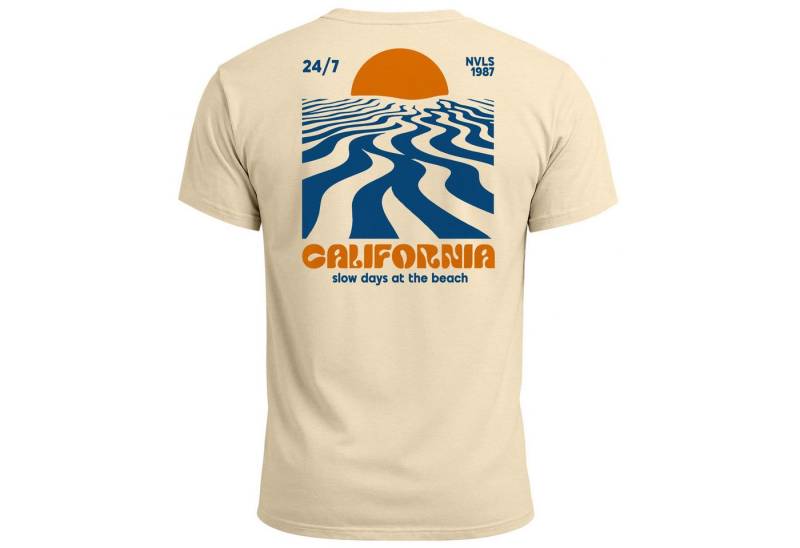 Neverless Print-Shirt Backprint TShirt Herren California Beach Retro Sommer Grafikshirt mit Print von Neverless