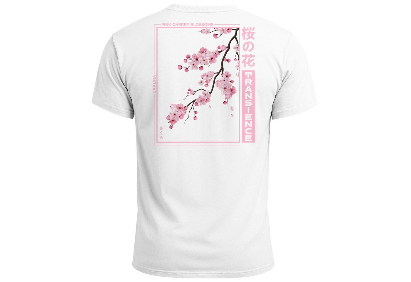 Neverless Print-Shirt Backprint TShirt Herren Japan Asien Kirschblüte Sakura Schriftzeichen mit Print von Neverless