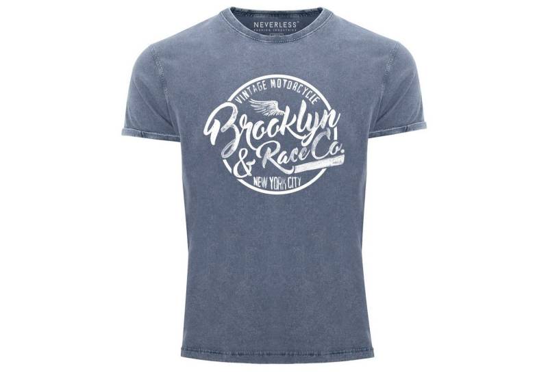 Neverless Print-Shirt Cooles Angesagtes Herren T-Shirt Vintage Shirt Brooklyn Racing Used mit Print von Neverless