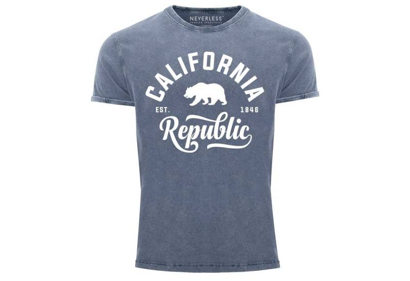 Neverless Print-Shirt Cooles Angesagtes Herren T-Shirt Vintage Shirt California Republic mit Print von Neverless