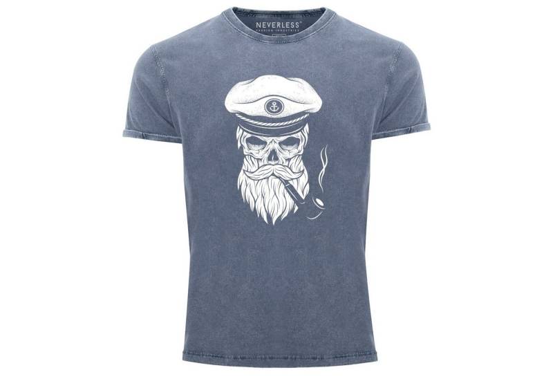 Neverless Print-Shirt Cooles Angesagtes Herren T-Shirt Vintage Shirt Captain Skull mit Print von Neverless