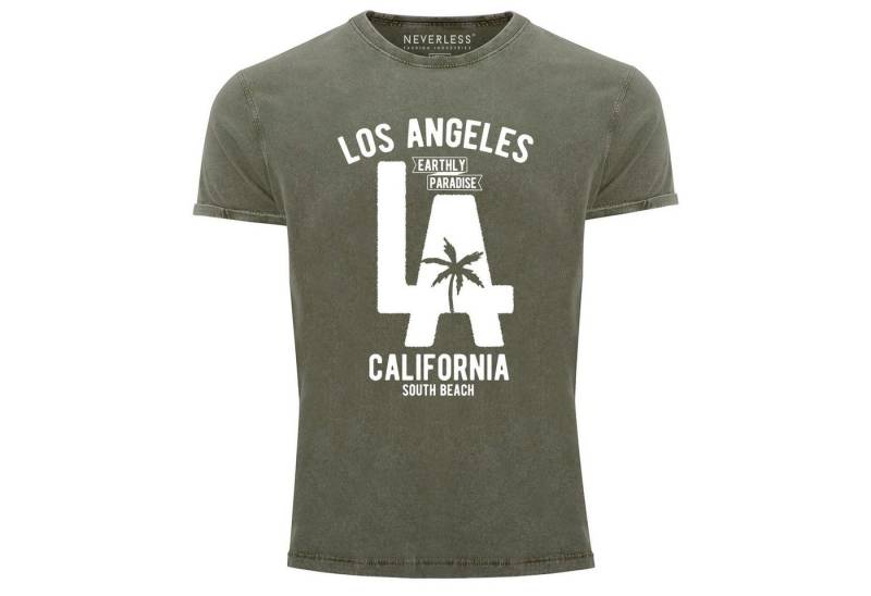 Neverless Print-Shirt Cooles Angesagtes Herren T-Shirt Vintage Shirt LA Los Angeles mit Print von Neverless