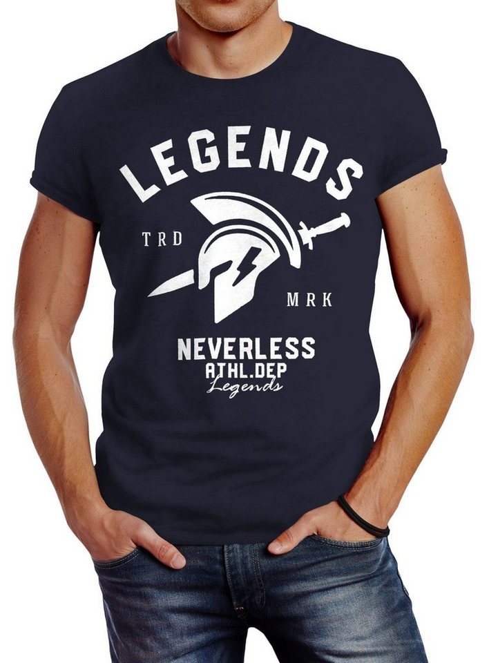 Neverless Print-Shirt Cooles Herren T-Shirt Legends Sparta Gladiator Gym Athletics Sport mit Print von Neverless