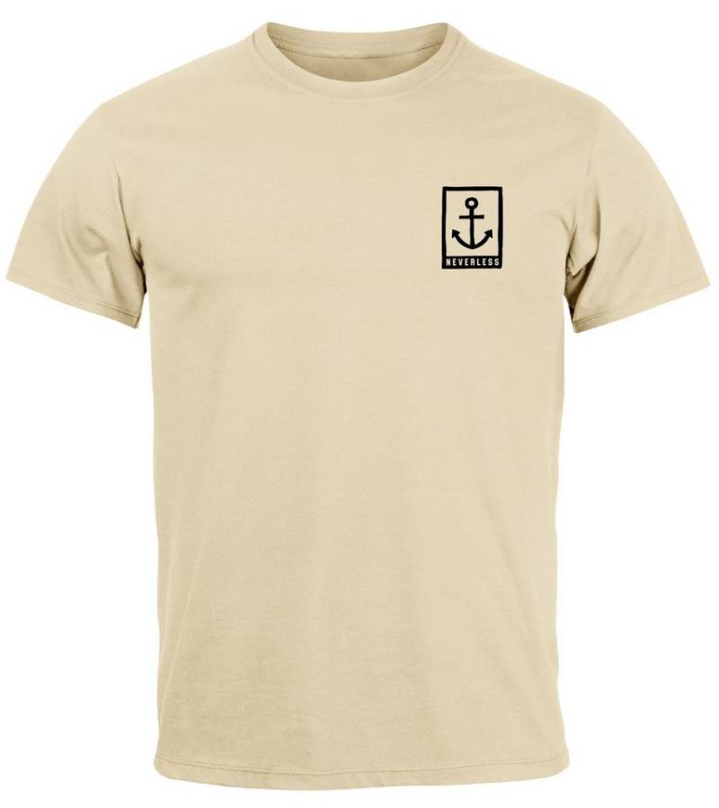 Neverless Print-Shirt Herren T-Shirt Anker Motiv Brust Batch Logo Fashion Streetstyle mit Print von Neverless