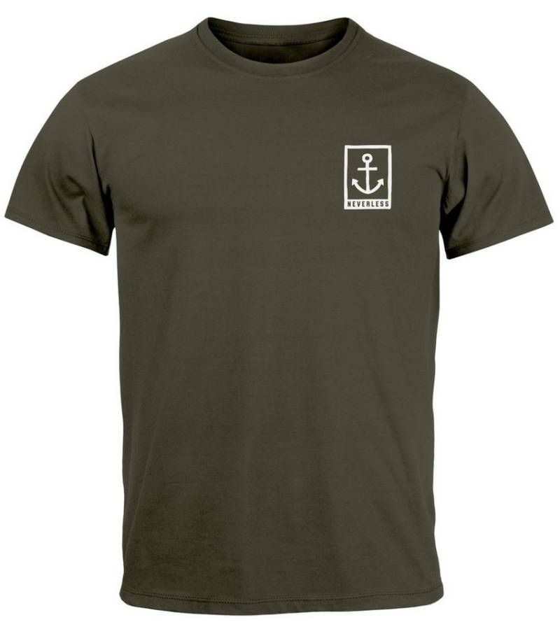Neverless Print-Shirt Herren T-Shirt Anker Motiv Brust Batch Logo Fashion Streetstyle mit Print von Neverless