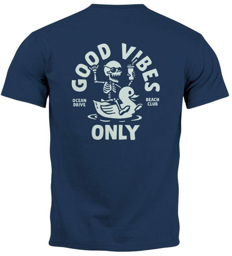 Neverless Print-Shirt Herren T-Shirt Backprint Good Vibes Only Quitsche-Ente Motivprint mit Print von Neverless
