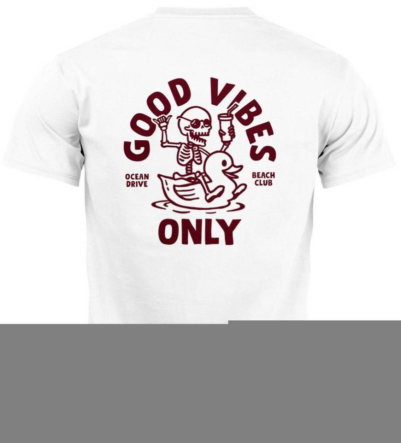 Neverless Print-Shirt Herren T-Shirt Backprint Good Vibes Only Quitsche-Ente Motivprint mit Print von Neverless