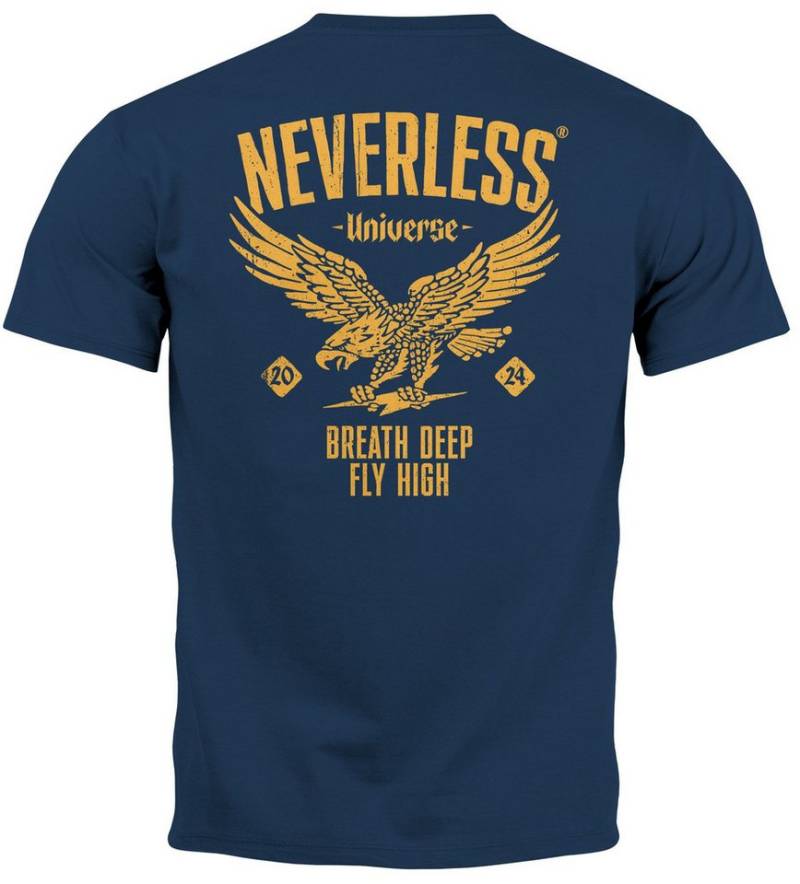 Neverless Print-Shirt Herren T-Shirt Backprint Herren Adler Eagle Print Retro Design mit Print von Neverless