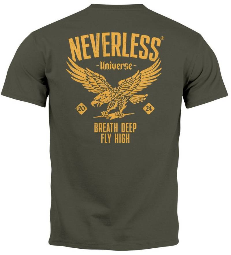 Neverless Print-Shirt Herren T-Shirt Backprint Herren Adler Eagle Print Retro Design mit Print von Neverless