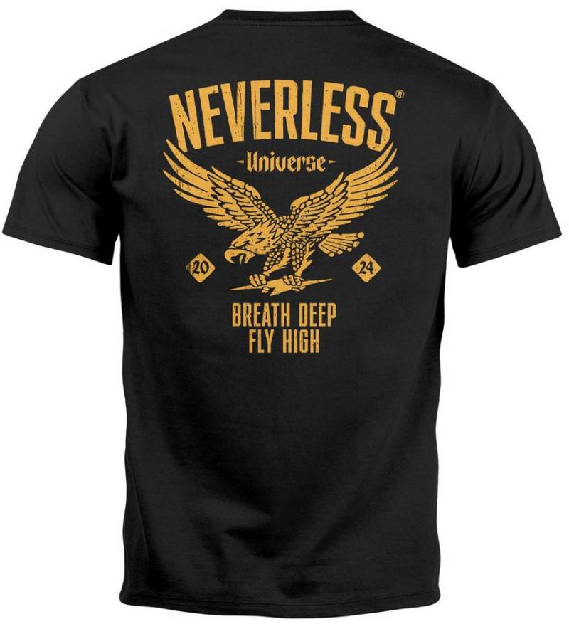 Neverless Print-Shirt Herren T-Shirt Backprint Herren Adler Eagle Print Retro Design mit Print von Neverless