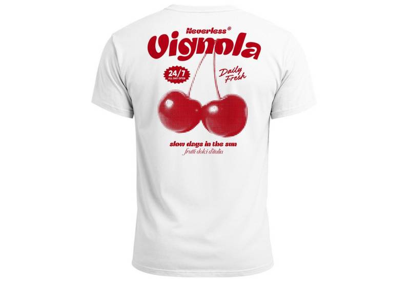 Neverless Print-Shirt Herren T-Shirt Backprint Kirsche Cherry Retro Design Printshirt mit Print von Neverless