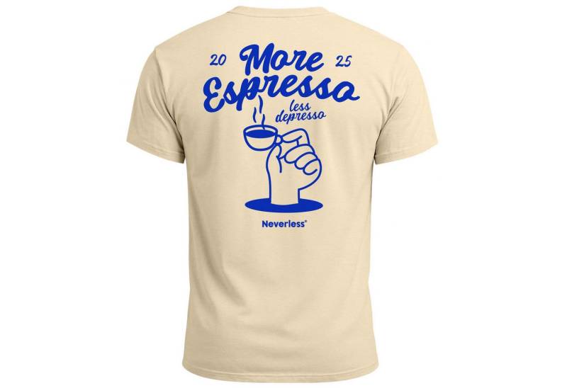 Neverless Print-Shirt Herren T-Shirt Backprint More Espresso Kaffeeliebhaber Grafikshirt mit Print von Neverless