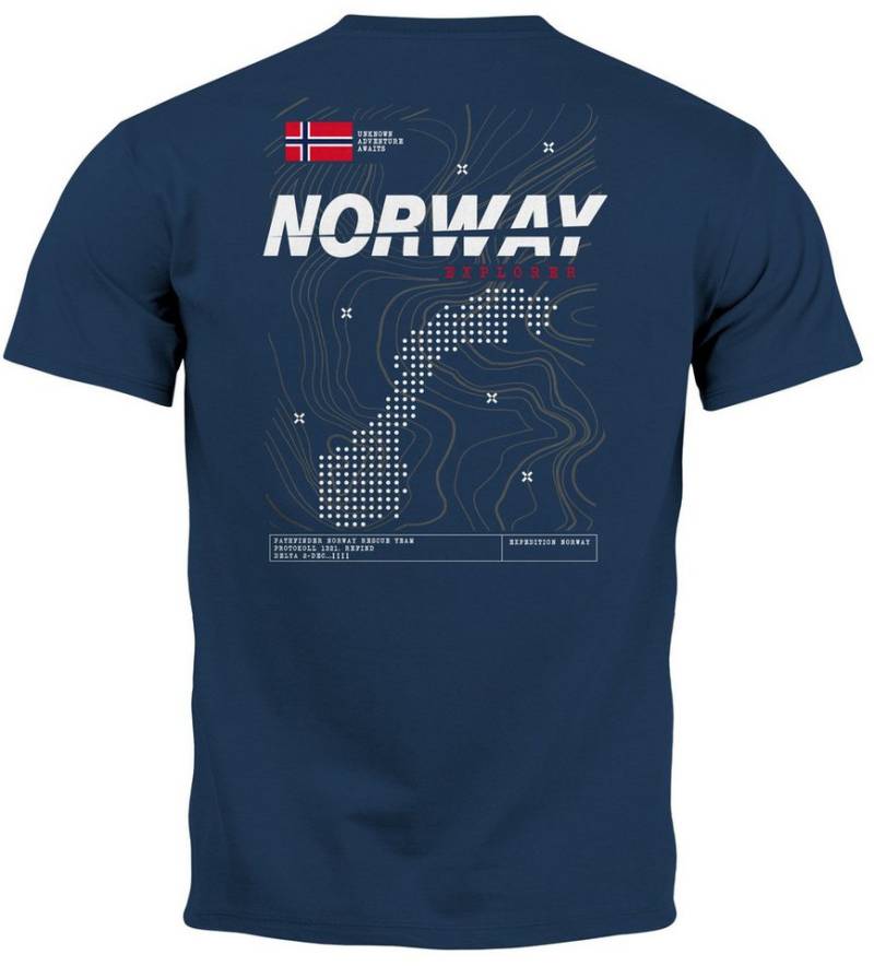Neverless Print-Shirt Herren T-Shirt Backprint Norwegen Flagge Schriftzug Norway Explorer mit Print von Neverless