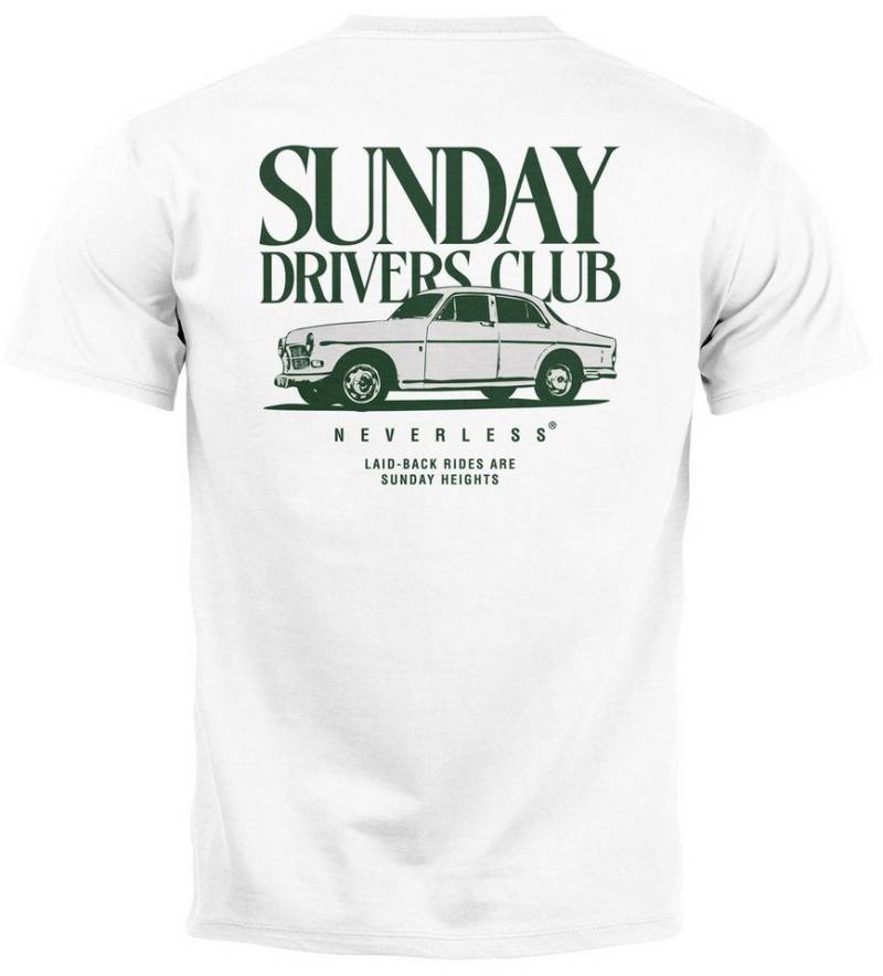 Neverless Print-Shirt Herren T-Shirt Backprint Oldtimer Auto Sunday Driver Club Printshirt mit Print von Neverless