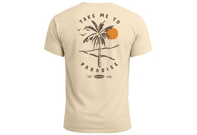 Neverless Print-Shirt Herren T-Shirt Backprint Palmen Aufdruck Sommer Grafikshirt Urlaub mit Print von Neverless