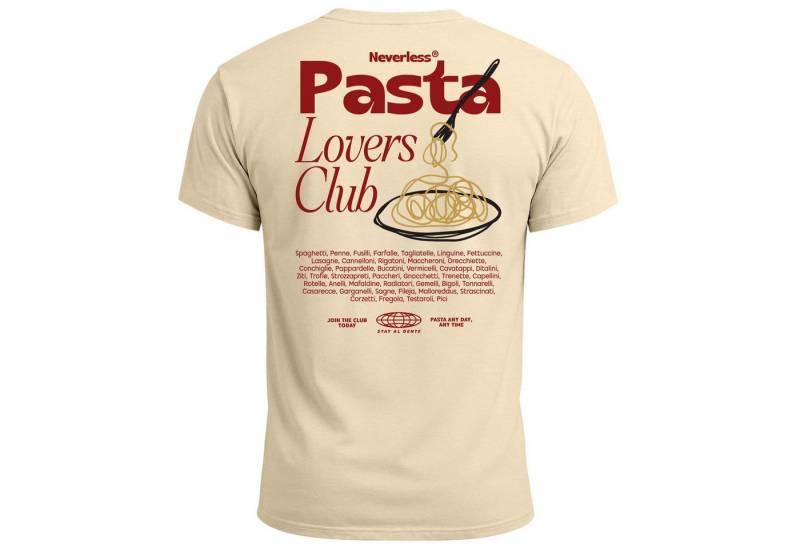 Neverless Print-Shirt Herren T-Shirt Backprint Pasta Lovers Club Nudeln Italien Grafikshirt mit Print von Neverless