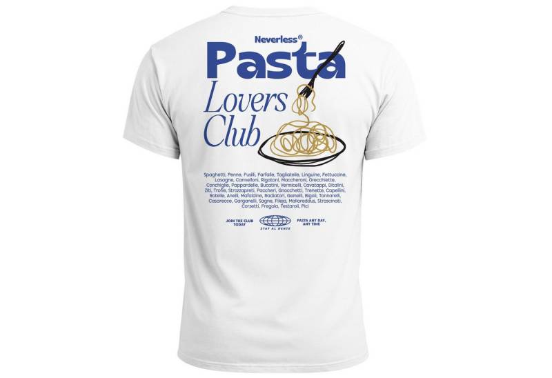 Neverless Print-Shirt Herren T-Shirt Backprint Pasta Lovers Club Nudeln Italien Grafikshirt mit Print von Neverless