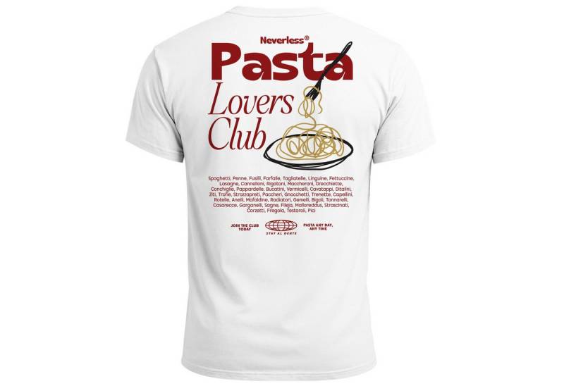 Neverless Print-Shirt Herren T-Shirt Backprint Pasta Lovers Club Nudeln Italien Grafikshirt mit Print von Neverless