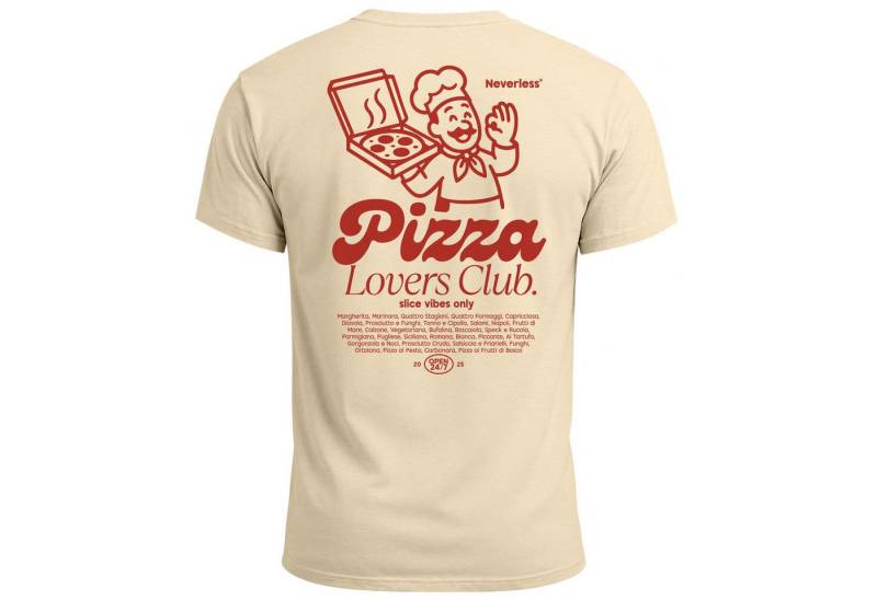 Neverless Print-Shirt Herren T-Shirt Backprint Pizza Lovers Club Printshirt Grafikshirt mit Print von Neverless