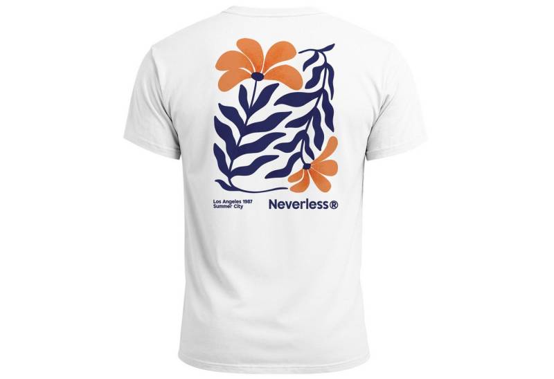 Neverless Print-Shirt Herren T-Shirt Backprint Rückendruck „Los Angeles 1987“ – Botanical mit Print von Neverless