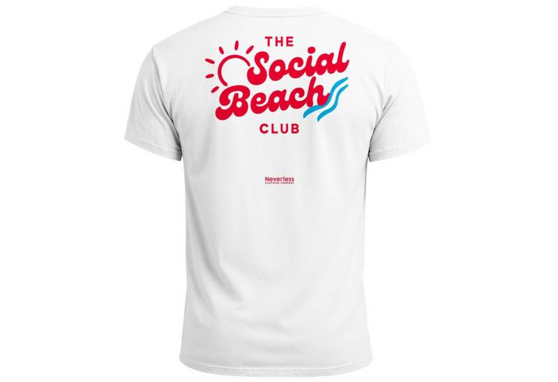 Neverless Print-Shirt Herren T-Shirt Backprint Social Beach Club Casual Grafikshirt für mit Print von Neverless