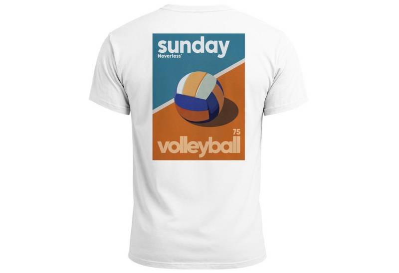 Neverless Print-Shirt Herren T-Shirt Backprint Sunday Volleyball Grafikprint Urban Clubwear mit Print von Neverless
