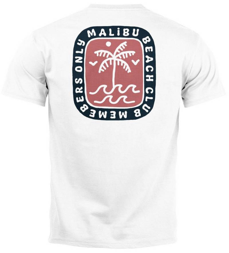 Neverless Print-Shirt Herren T-Shirt Backprint Surfer Style mit Grafik Aufdruck Malibu mit Print von Neverless