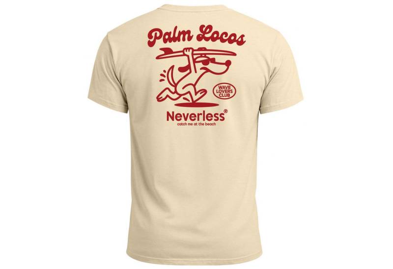 Neverless Print-Shirt Herren T-Shirt Backprint Surfing Design Aufdruck Palm Locos mit Print von Neverless