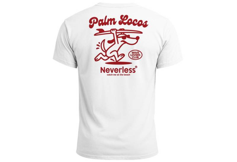 Neverless Print-Shirt Herren T-Shirt Backprint Surfing Design Aufdruck Palm Locos mit Print von Neverless