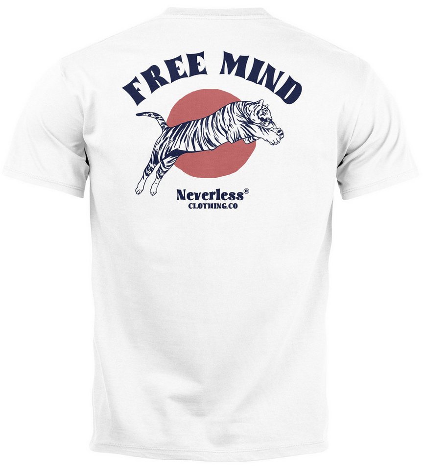 Neverless Print-Shirt Herren T-Shirt Backprint Tiger Motiv Schrift Statement Free Mind mit Print Neverless Print-Shirt Herren T-Shirt Backprint Tiger Motiv Schrift Statement Free Mind mit Print von Neverless