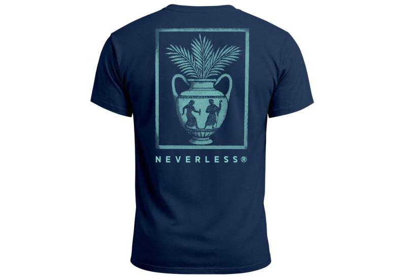 Neverless Print-Shirt Herren T-Shirt Backprint Vase Antik Palmwedel Palmen-Look Grafikshirt mit Print von Neverless